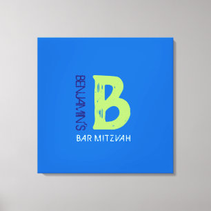 B Monogram, Initial Bar Bat Mitzvah Sign-In Board Leinwanddruck