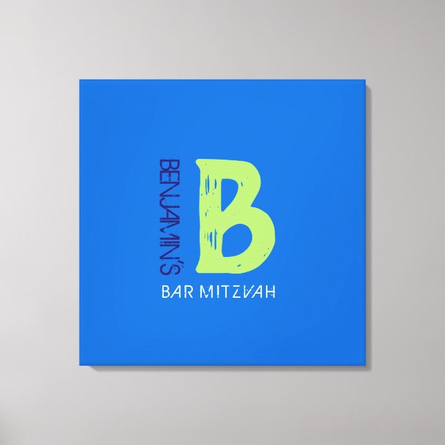 B Monogram, Initial Bar Bat Mitzvah Sign-In Board Leinwanddruck (Vorderseite)