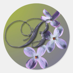 B Monogram Lilac Umschlag Aufkleber Sticker