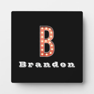 B Monogram Marquee Bulb Personalisiert Fotoplatte