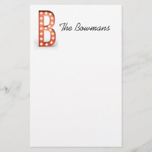 B Monogram Marquee Bulb personalize Briefpapier