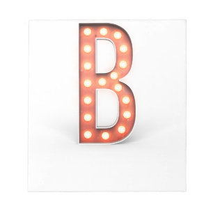 B Monogram Marquee Glühbirne Notizblock