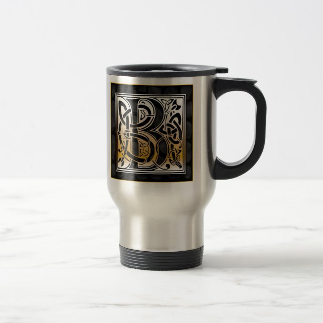 B Monogram Travel Mugs ‚Celtic Black Stone‘ Reisebecher (Rechts)