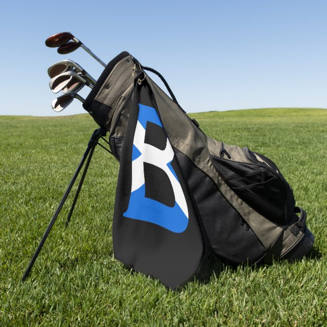 B Monogram überlagert sich auf der schottischen Fl Golfhandtuch (Gras)