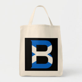 B Monogram überlagert sich auf der schottischen Fl Tragetasche