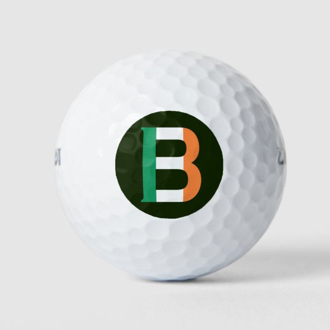 B Monogram überlagert sich auf irischer Flagge wu  Golfball (Vorderseite)