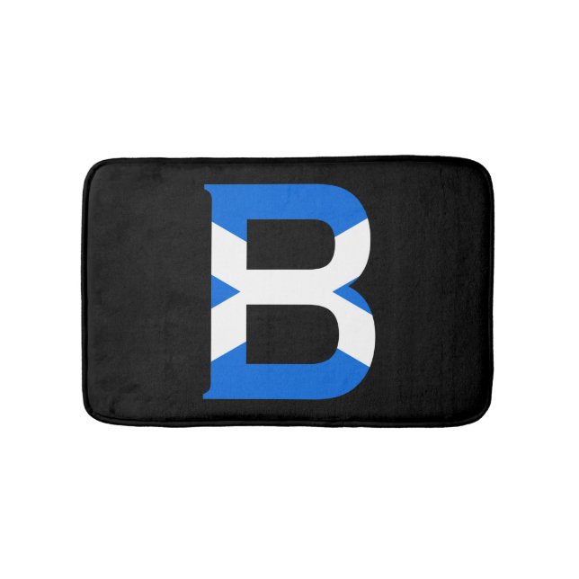 B Monogram überlagert sich auf schottischer Flagge Badematte (Vorderseite)