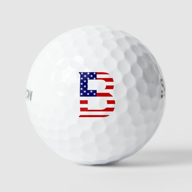 B Monogram überlagert sich auf US Flag ssf gbcnt Golfball (Vorderseite)