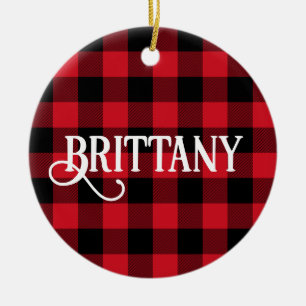 B Monogramm Buchstabe Buffalo Karo Foto Keramik Ornament