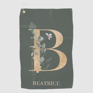 B Monogramm Floral Personalisiert Golfhandtuch
