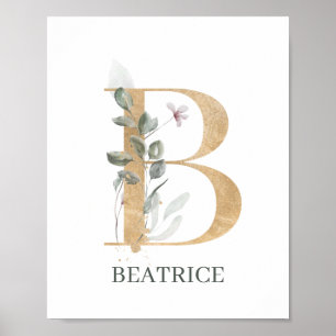 B Monogramm Floral Personalisiert Poster