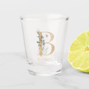 B Monogramm Floral Personalisiert Schnapsglas