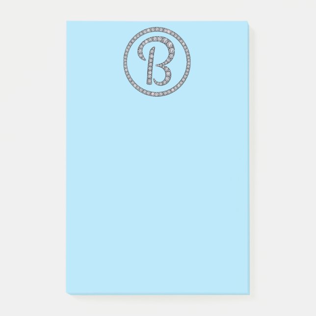 B Monogramm Klingelring Postit Notizblock (Vorderseite)