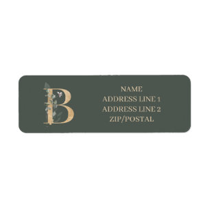 B Monogramm Personalisiertes florales Etikett
