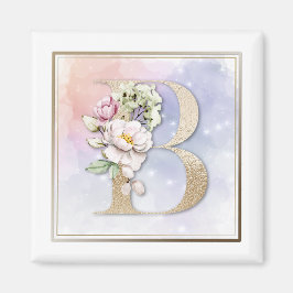 B Monogramm Pink Floral Magnet