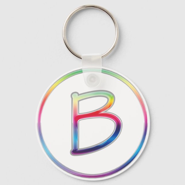 B Monogramm Rainbow-Schlüsselanhänger Schlüsselanhänger (Vorderseite)