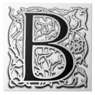 B-Monogramm-"Silber Besque" Keramik-Fliese Fliese