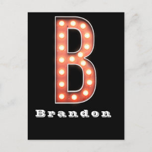 B Monogramm-Theaterbirne Personalized Postkarte