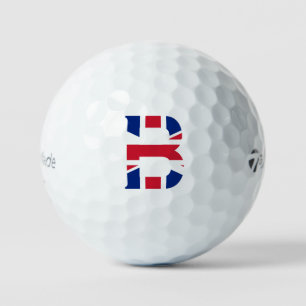 B Monogramm überlagert auf der Flagge der Union tm Golfball