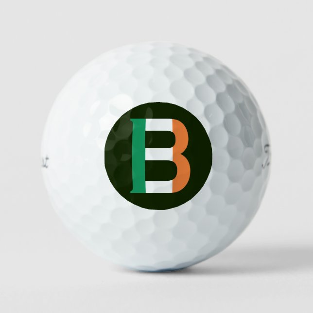 B Monogramm überlagert auf irischer Flagge tpv1 gb Golfball (Vorderseite)