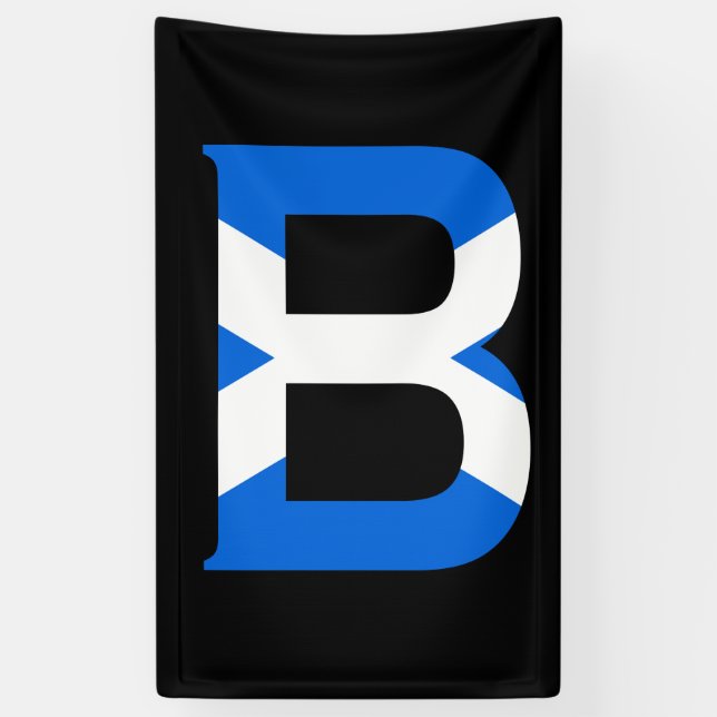 B Monogramm überlagert auf schottischer Flagge (v) Banner (Vertikal)