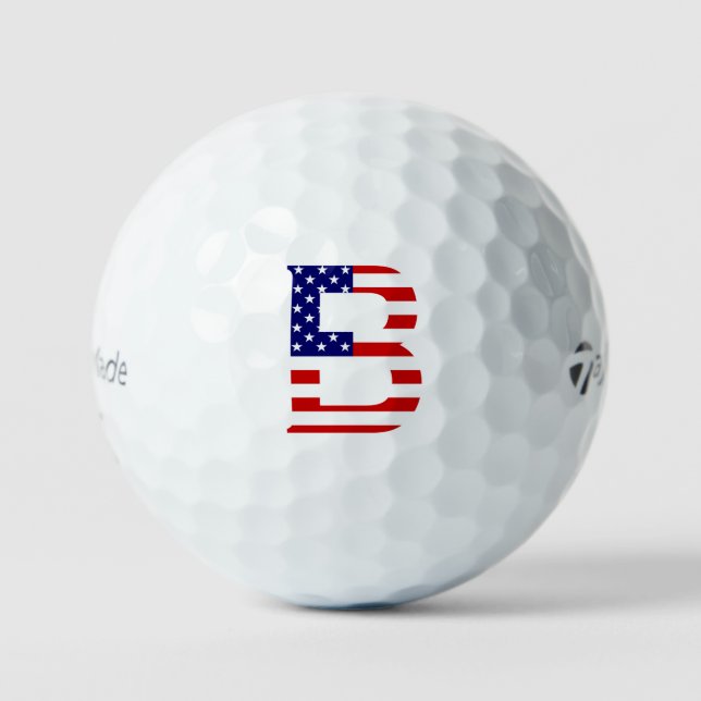 B Monogramm überlagert auf US-Flagge tmtp5 gbcnt Golfball (Vorderseite)