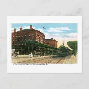 B&O-Bahnhof & Queen City Hotel, Cumberland, MD Postkarte