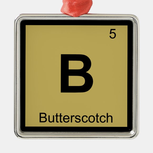 B - Periodisches Tabellensymbol der Butterscotch-C Ornament Aus Metall (Vorne)