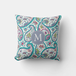 B Persian Boteh Paisley Pattern Monogram Pillow Kissen
