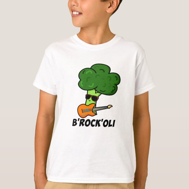 B-Rock-Oli Funny Rocker Broccoli Pun T-Shirt (Vorderseite)