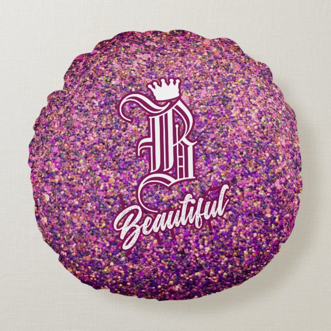 B Schönes rosa Rundkissen Rundes Kissen (Vorderseite)