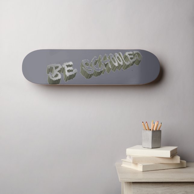 B Schooled Gray-white Skateboard (Wandkunst (Horz))