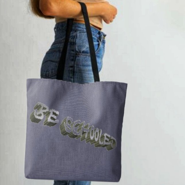 B Schooled Gray-Wht (A cool, two-sided, tote for teachers, or students!)