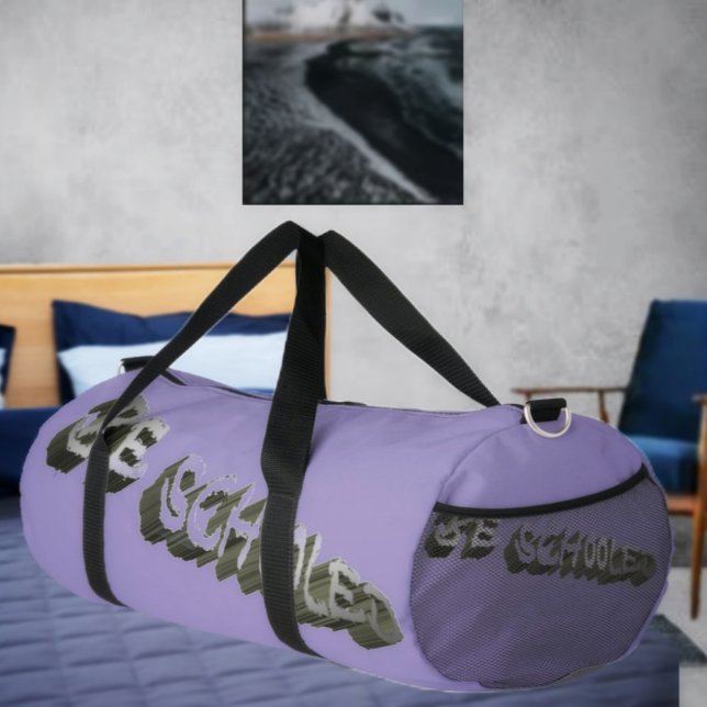 B Schooled Gray-Wht Duffle Bag (The vibrant color, and motivational phrase, of this duffle bag, stands out in a crowd!)