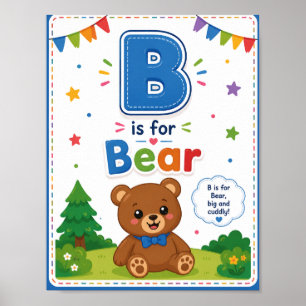 B steht für Bär Alphabet Poster für Kinder im Klas