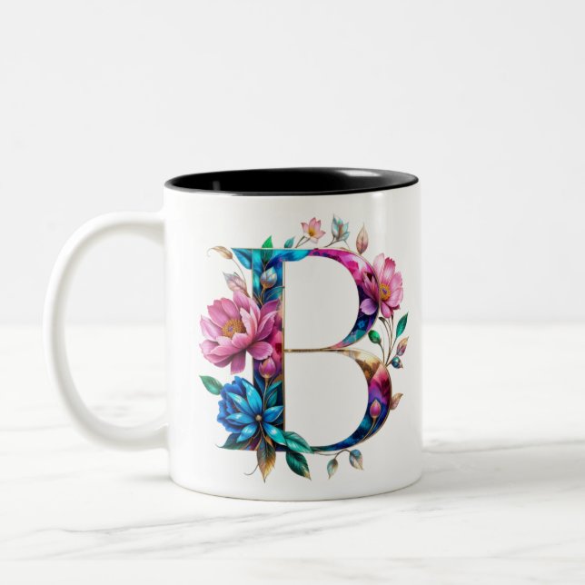 B Tasse für Kaffee - Blumendesign (Links)