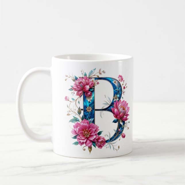 B Tasse für Kaffee - Blumendesign (Links)