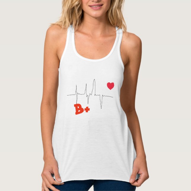 B+ Topische Herzfrequenz Funky Blood Type Tank Top (Vorderseite)