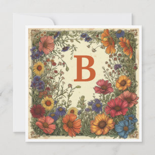 "B" Trinidad Orange: Bloom & Monogram Feiertagskarte