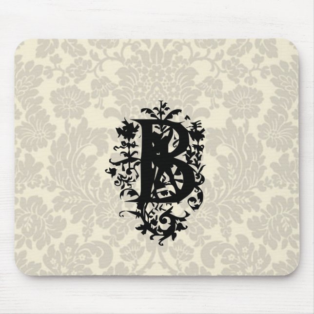 ‚B‘ Verzierte barocke Monogramm Mousepad (Vorne)