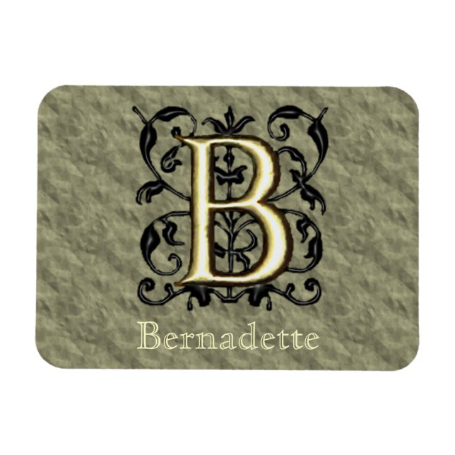 B - Vintages Monogramm (Gold) Magnet (Horizontal)