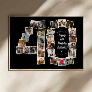 B & W 40. Geburtstag 40 Jahre Fotocollage Poster