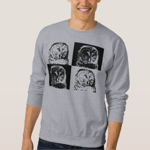 B/W abgehaltene Eulen-Pop-Kunst Sweatshirt