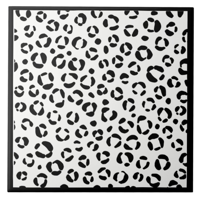B&W Animal Print Sherpa Blanket Fliese (Vorderseite)