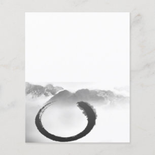 B&W Aquarell Ruhige Berge Zen Enso