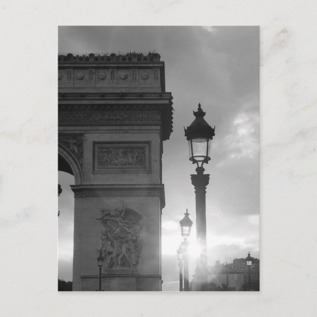 B&W Arc de Triomphe Postkarte (Vorderseite)
