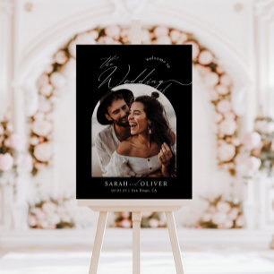 B & W Arch Foto Moderne Schrift Hochzeit Willkomme Poster