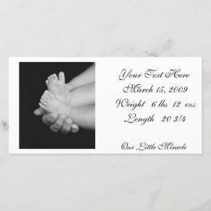 B&W Babys Feet Foto Card Ankündigung