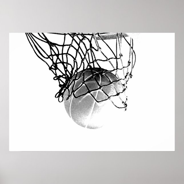 B&W Basketball Ball Print Poster (Vorne)