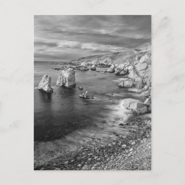 B&W Beach Coast, Kalifornien Postkarte (Vorderseite)